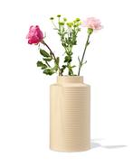 HEMA Vaas Ø10x26.4cm keramiek ribbel crème, Verzenden, Nieuw