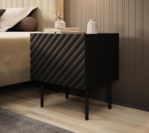 Meubella Nachtkastjes | Set van 2 | zwart 46cm met deur, Huis en Inrichting, Slaapkamer | Nachtkastjes, Nieuw, Verzenden