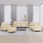 vidaXL 4-delige Loungeset met kussens stof crèmekleurig, Huis en Inrichting, Verzenden, Nieuw, Vierpersoons of meer, Stof