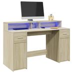 vidaXL Bureau met LED-verlichting 140x55x91 cm hout sonoma, Huis en Inrichting, Bureaus, Verzenden, Nieuw