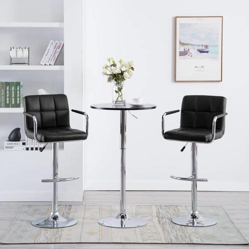 vidaXL Barstoelen 2 st kunstleer zwart, Huis en Inrichting, Barkrukken, Nieuw, Verzenden