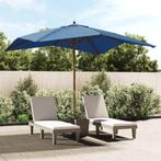 vidaXL Parasol met houten paal 300x300x273 cm azuurblauw, Tuin en Terras, Verzenden, Nieuw, 3 tot 4 meter