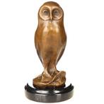 Figuur - Moderne Bronzefigur Eule - Brons, Marmer