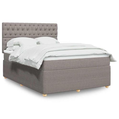 vidaXL Boxspring met matras stof taupe 140x190 cm, Huis en Inrichting, Slaapkamer | Bedden, 140 cm, 190 cm of minder, Tweepersoons