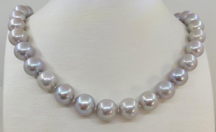 Halsketting 11,5x14mm ronde grote grijze Edison, Sieraden, Tassen en Uiterlijk, Kettingen