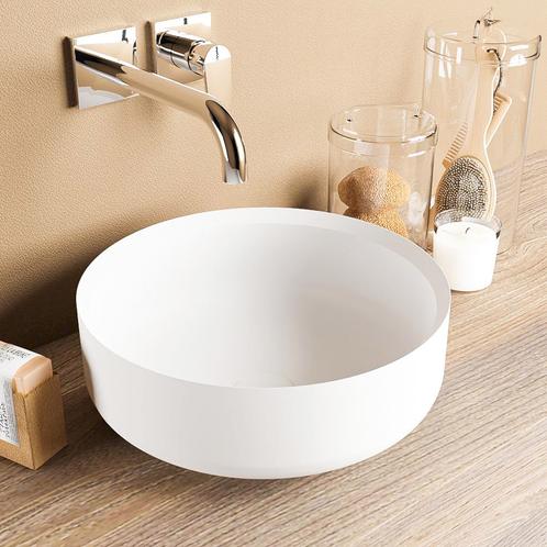 MONDIAZ COSS Waskom solid surface 36cm kleur Talc / Talc, Doe-het-zelf en Verbouw, Sanitair, Overige typen, Nieuw, Ophalen of Verzenden