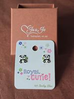 Zilveren panda oorbellen, Met kristal, Wit, Nieuw, Ophalen of Verzenden