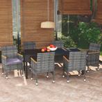 vidaXL 7-delige Tuinset met kussens poly rattan grijs, Tuin en Terras, Tuinsets en Loungesets, 6 zitplaatsen, Nieuw, Tuinset, Verzenden