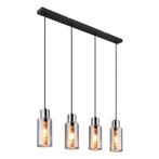 Hanglamp LIDARIA 10.0 cm 4-lichts Zwart, Smoked, Huis en Inrichting, Ophalen of Verzenden, Nieuw, Metaal, 75 cm of meer
