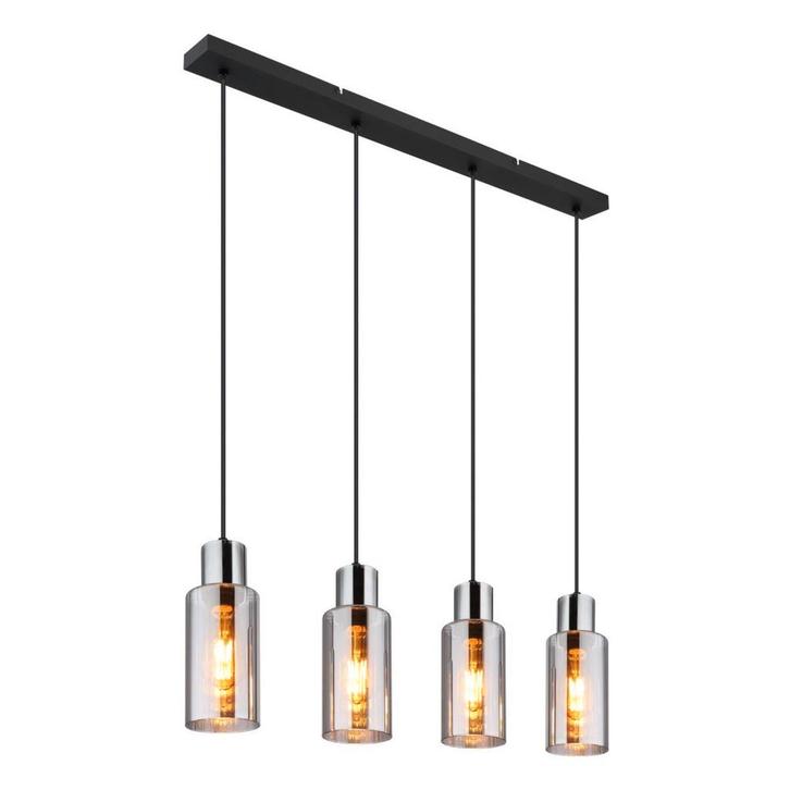 Hanglamp LIDARIA 10.0 cm 4-lichts Zwart, Smoked, Huis en Inrichting, Lampen | Hanglampen, Nieuw, Metaal, 75 cm of meer, Ophalen of Verzenden