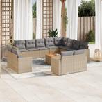 vidaXL 13-delige Loungeset met kussens poly rattan beige, Tuin en Terras, Tuinsets en Loungesets, Verzenden, Nieuw, Rotan, Loungeset