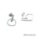 Zilveren oorstekers staafje ringetje, Sieraden, Tassen en Uiterlijk, Oorbellen, Verzenden, Nieuw, Zilver