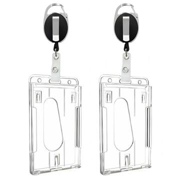 Fako Bijoux® - Badgehouder Met Trekkoord - 2 Stuks Met Clip beschikbaar voor biedingen