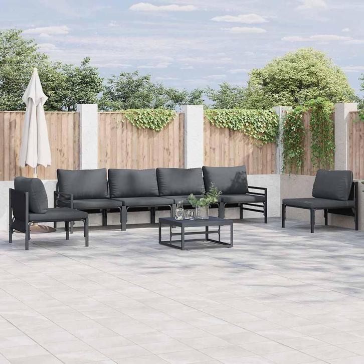 vidaXL Tuin Sofa Set Antraciet Staal, Tuin en Terras, Tuinsets en Loungesets, Nieuw, Rvs, Verzenden