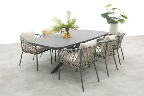 Sara/Soreno deens ovale tuinset 240x110 cm. - Licht grijs, Tuin en Terras, Tuinsets en Loungesets, Tuinset, Nieuw, Overige materialen