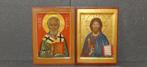 2 handbeschilderde Russische iconen - Jezus zegen -
