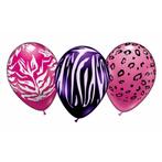 6x stuks roze en paarse Dierenprint ballonnen van 28 cm - .., Hobby en Vrije tijd, Feestartikelen, Ophalen of Verzenden, Nieuw