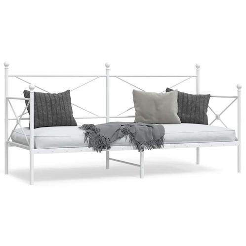 vidaXL Slaapbank zonder matras 90x190 cm staal wit, Huis en Inrichting, Slaapkamer | Bedden, 90 cm, 190 cm of minder, Wit, Eenpersoons