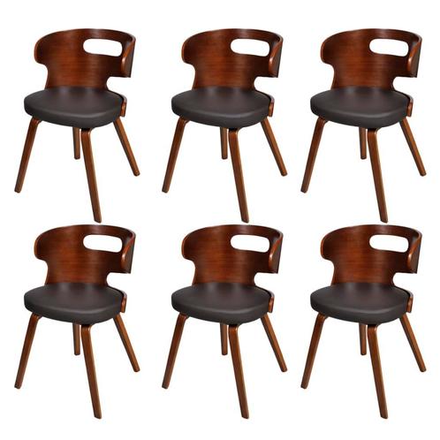 vidaXL Eetkamerstoelen 6 st kunstleer bruin, Huis en Inrichting, Stoelen, Bruin, Nieuw, Verzenden