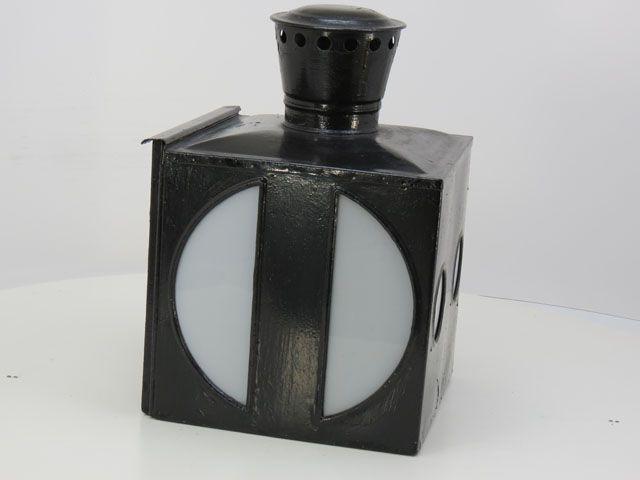 Draaischijf lantaarn oud met wit glas inlay (Spoorwegen 1:1), Verzamelen, Spoorwegen en Tramwegen, Overige typen, Gebruikt, Ophalen of Verzenden