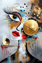 John Joseb Art glasschilderij vrouw in abstract surrealisme, Minder dan 50 cm, Verzenden, Nieuw, Schilderij