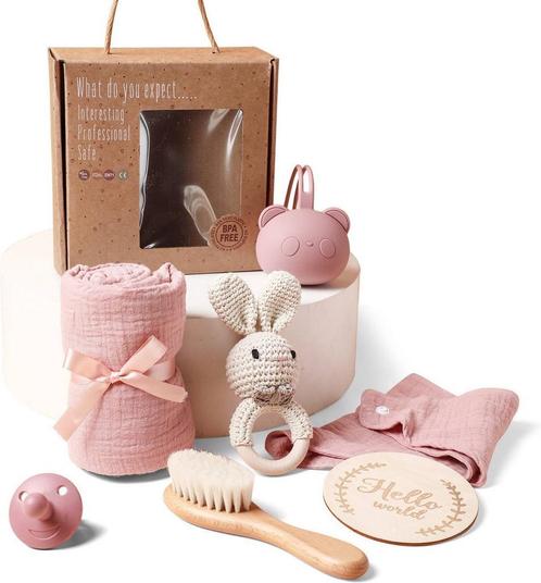Babyshower gift set Bunny 7-delig in geschenkdoos, Kinderen en Baby's, Kraamcadeaus en Geboorteborden, Kraamcadeau, Nieuw, Verzenden