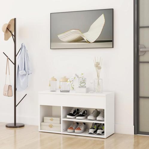 vidaXL Schoenenbank 80x30x45 cm bewerkt hout wit, Huis en Inrichting, Kasten | Schoenenrekken, Nieuw, Verzenden