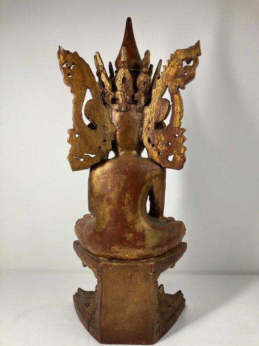 Buddha gekroond Jambupati Buddha Shan - gegoten hout, Antiek en Kunst, Kunst | Niet-Westerse kunst