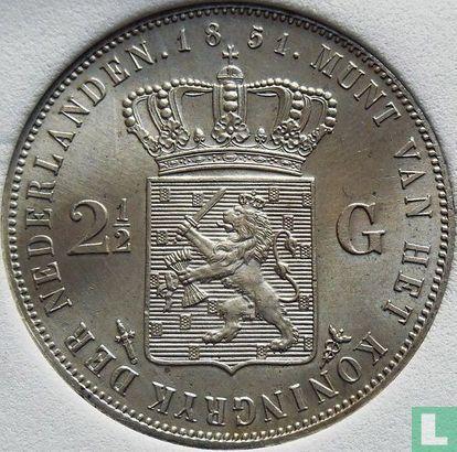 Nederland 2½ gulden 1851 (type 1), Postzegels en Munten, Munten | Nederland, Losse munt, Goud, Zilver, Verzenden