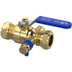 Raminex kogelkraan 22mm knel + aftap 1/4, Ophalen of Verzenden, Nieuw
