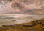 Arturo Ferrari (1861-1932) - Spiaggia con barca e personaggi, Antiek en Kunst