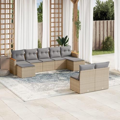 vidaXL 9-delige Loungeset met kussens poly rattan gemengd, Tuin en Terras, Tuinsets en Loungesets, Loungeset, Nieuw, Rotan, Verzenden