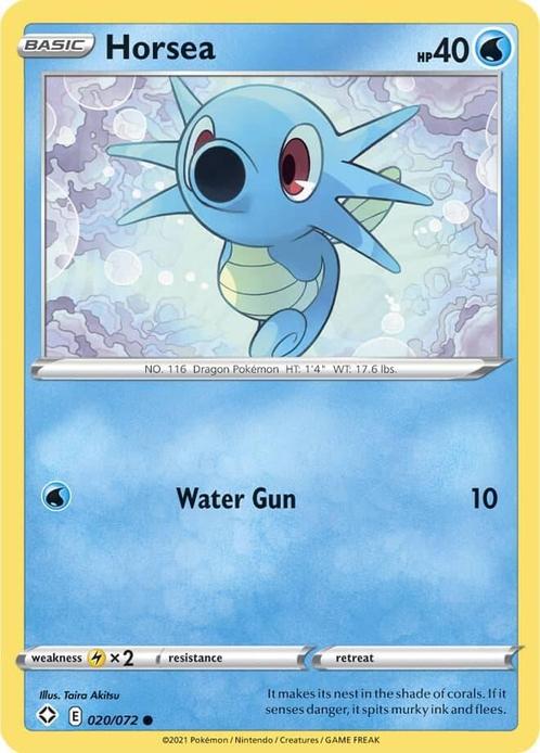horsea 020/072 shining fates, Hobby en Vrije tijd, Verzamelkaartspellen | Pokémon, Losse kaart, Nieuw, Foil, Ophalen of Verzenden