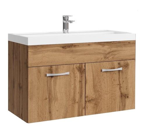 Badkamermeubel Set Paso 01 80 x 40 cm Eiken Badmeubel, Huis en Inrichting, Badkamer | Badkamermeubels, Nieuw, Wastafelkast, Verzenden