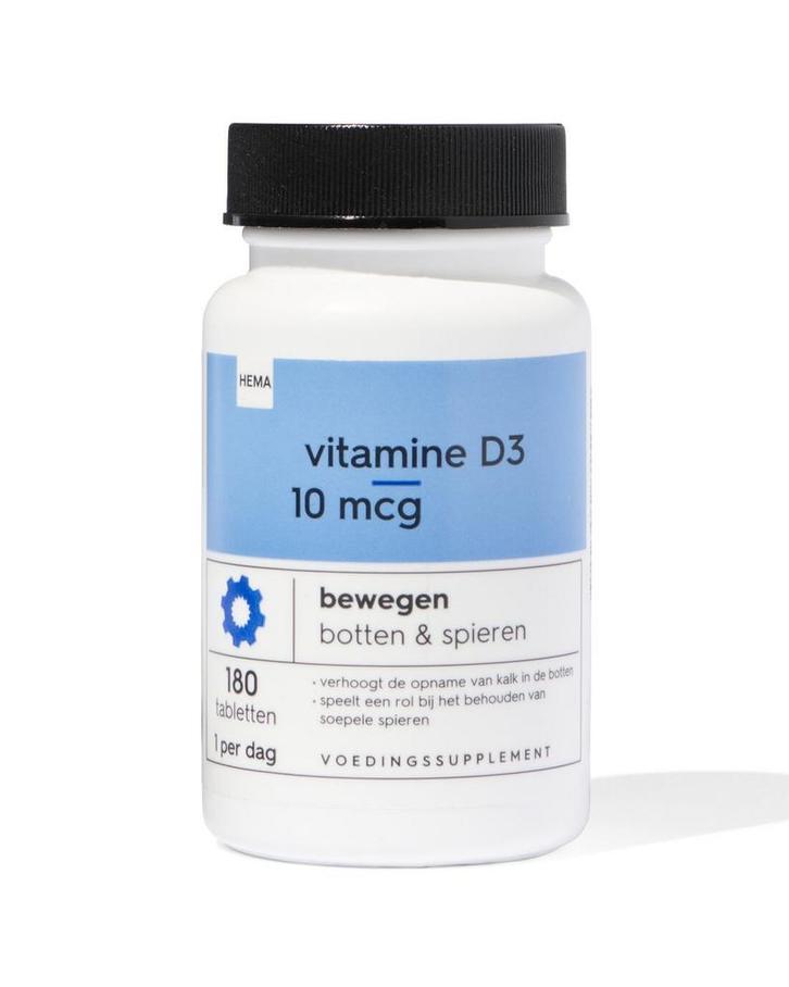 HEMA Vitamine D3 10mcg - 180 stuks, Sport en Fitness, Gezondheidsproducten en Wellness, Nieuw, Verzenden