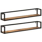 vidaXL Wandschappen 2 st 110x17x17 cm massief mangohout en, Huis en Inrichting, Woonaccessoires | Wandplanken en Boekenplanken