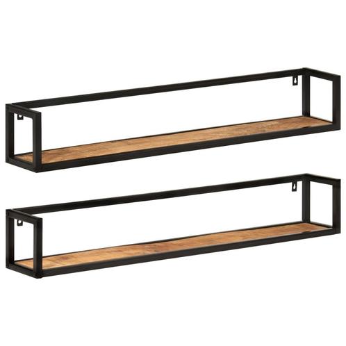 vidaXL Wandschappen 2 st 110x17x17 cm massief mangohout en, Huis en Inrichting, Woonaccessoires | Wandplanken en Boekenplanken