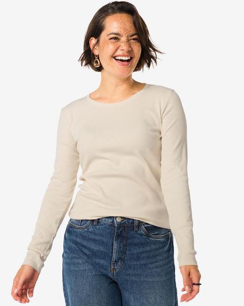 HEMA Dames top Clara rib gebroken wit, Kleding | Dames, Overige Dameskleding, Nieuw, Verzenden