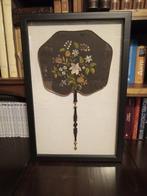 Handwaaier - Zijde, Katoen, Hout - Victoriaans kamerscherm