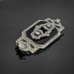 Zilver, 925 sterling zilver zwart onyx en marcasiet - Broche, Antiek en Kunst
