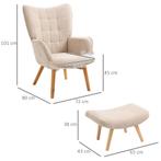 TRUUSK Oorfauteuil Met Voetenbank Relaxfauteuil Gestoffeerde, Huis en Inrichting, Fauteuils, Verzenden, Nieuw