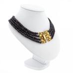 Antieke kralencollier met gouden sierslot (Ketting), Sieraden, Tassen en Uiterlijk, Kettingen, Gebruikt, Overige kleuren, Ophalen of Verzenden