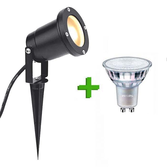 Buitenlamp | Tuinspot / prikspot zwart | incl. Philips spot, Tuin en Terras, Buitenverlichting, Wandlamp, Nieuw, Minder dan 50 watt