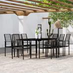 vidaXL 9-delige Tuinset zwart, Verzenden, Nieuw, 8 zitplaatsen, Rvs