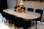 Ovale tafel zand – met metalen matrix poot - topkwaliteit, Huis en Inrichting, 100 tot 150 cm, Verzenden, Landelijk, Vijf personen of meer