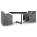 vidaXL 5-delige Tuinset met kussens poly rattan grijs, 4 zitplaatsen, Nieuw, Tuinset, Verzenden