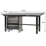 Werkbank zwart 200 cm met zinken werkblad en, Ophalen of Verzenden, Nieuw