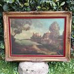 L. Van Riel (XX) - Paesaggio Fluviale - cm 90x110, Antiek en Kunst
