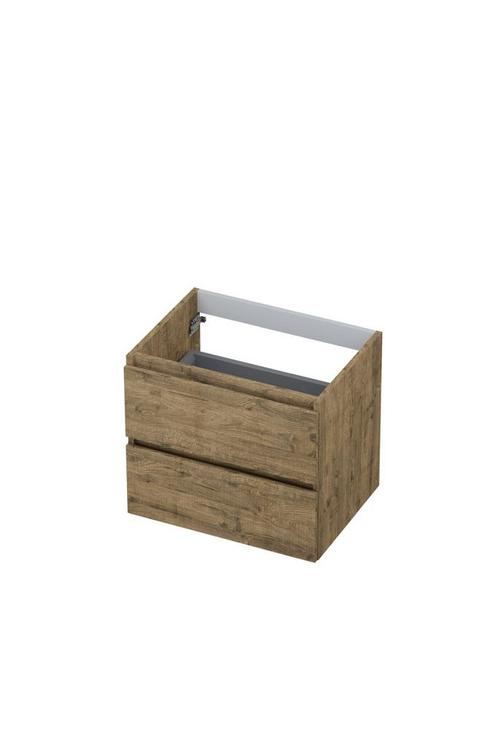 Onderkast INK 2 laden greeploos met houten keerlijst 60 cm x, Doe-het-zelf en Verbouw, Sanitair, Bad, Nieuw, Ophalen of Verzenden