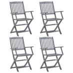 vidaXL Tuinstoelen inklapbaar 4 st massief acaciahout, Tuin en Terras, Tuinstoelen, Verzenden, Nieuw, Hout